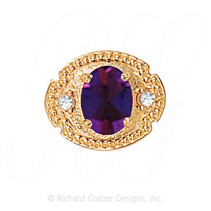 GS373 AMY/D - 14 Karat Gold Slide with Amethyst center and Diamond accents 